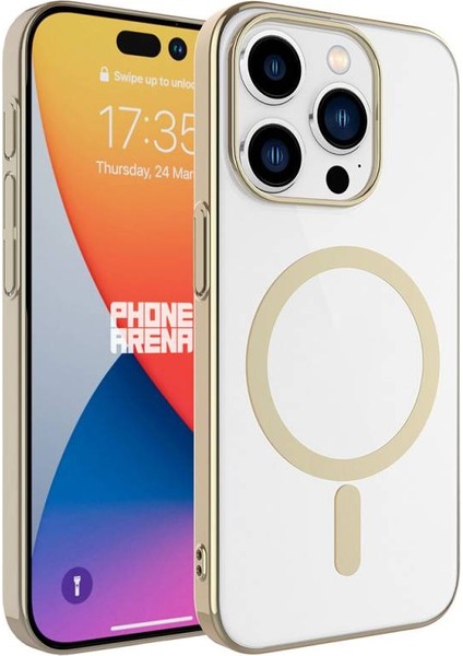 iPhone 15 Pro Max Kılıf Şık Tasarımlı Wireless Şarj Özellikli Pixel Magsafe Kapak