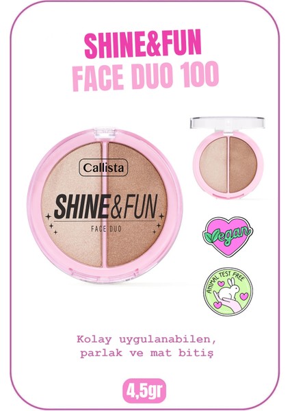 Callista Shine & Fun Face Duo Allık & Aydınlatıcı Paleti 100 Sparkle Crew