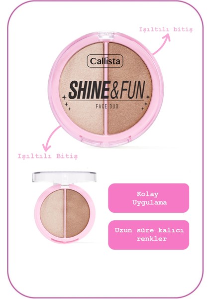 Callista Shine & Fun Face Duo Allık & Aydınlatıcı Paleti 100 Sparkle Crew