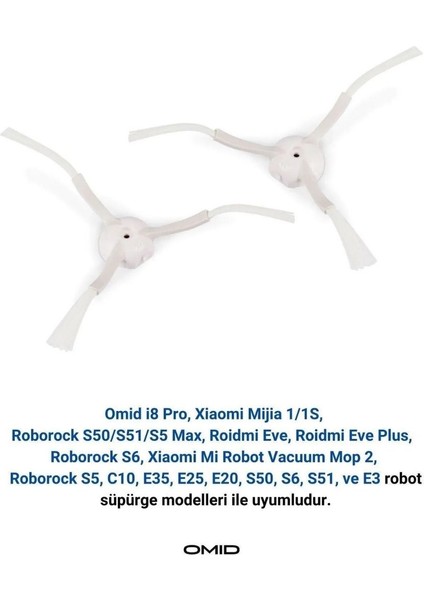 i8 Pro, Xiaomi Mijia 1/1s Ve Roborock S50/s51/s5 Max Robot Süpürge Uyumlu Yan Fırça Seti