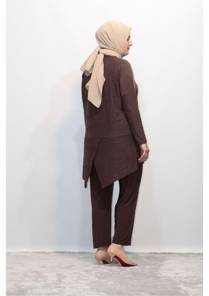 Jakarlı Venezia Asimetrik Tunik Pantolon Ikili Takım
