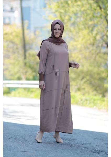 Büyük Beden Sim Detay Ribanalı Elbise