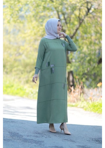 Büyük Beden Sim Detay Ribanalı Elbise