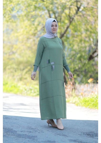Büyük Beden Sim Detay Ribanalı Elbise
