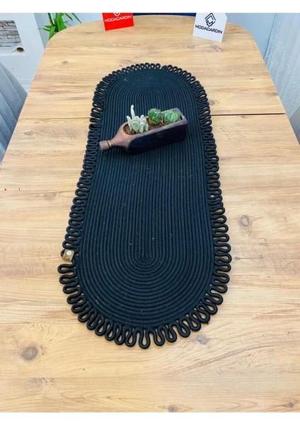 Jüt Bohem Tarz Dekoratif Runner 35x100 cm