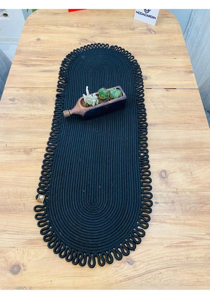 Jüt Bohem Tarz Dekoratif Runner 35x100 cm