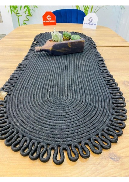 Jüt Bohem Tarz Dekoratif Runner 35x100 cm