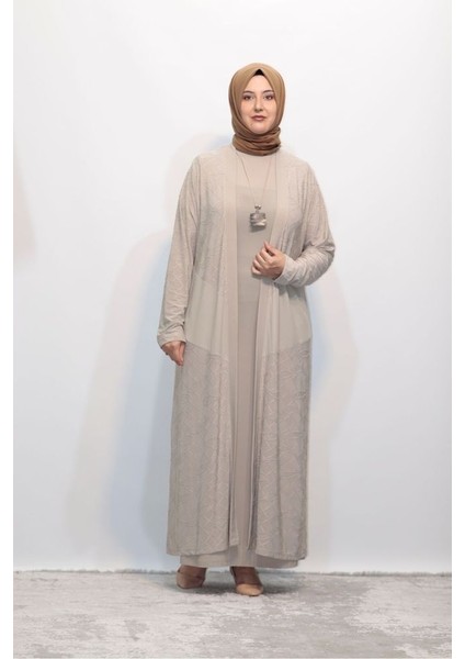 Büyük Beden Jakar Venezia Kolyeli Ceketli Elbise Ikili Takım modelleri