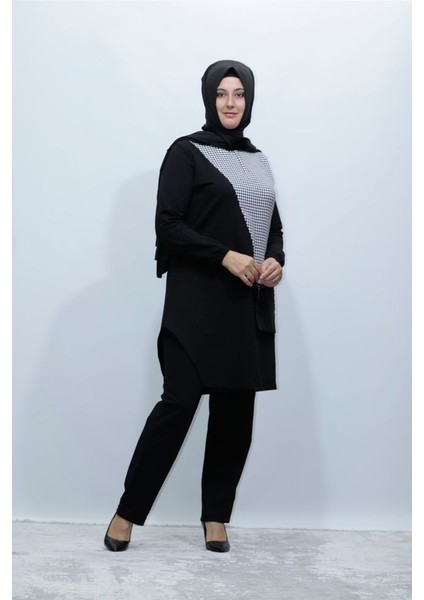 Kaz Ayağı Tunik Pantolon Penye Ikili Takım