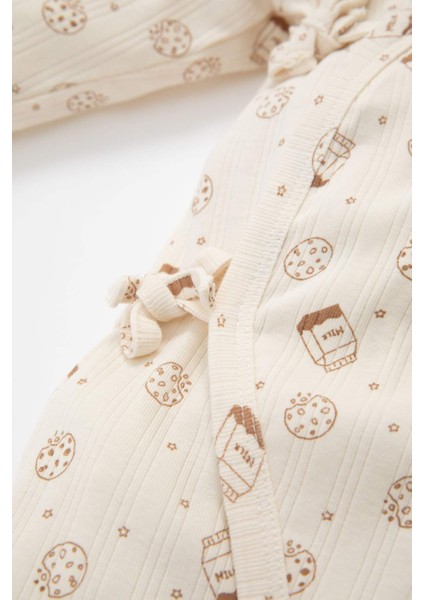 Erkek Bebek Yenidoğan Beyaz Bağlamalı Desenli Uzun Kollu Tulum C4731A524AU modelleri