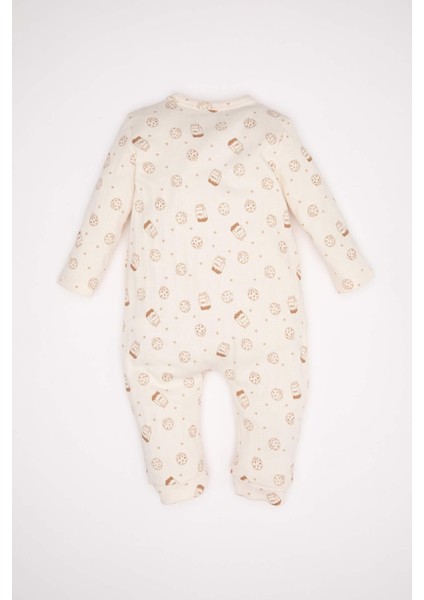 Erkek Bebek Yenidoğan Beyaz Bağlamalı Desenli Uzun Kollu Tulum C4731A524AU indirimleri