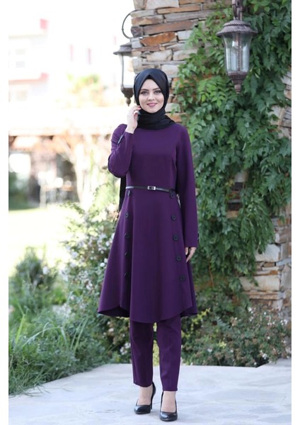 Pileli Takım Elbise MC0035 Mürdüm fiyatları