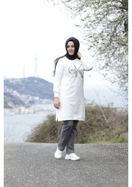 Zey&Ka Butik Taş Baskı Sweatshirt Tunik