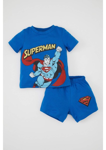 Erkek Bebek Pijama Takımı Superman Penye Kısa Kollu Üst Şort C5204A524HS