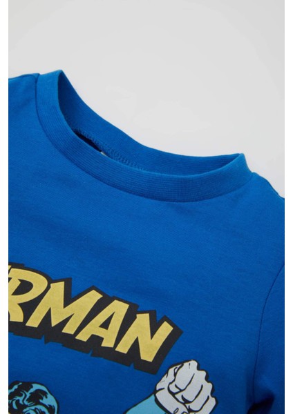Erkek Bebek Pijama Takımı Superman Penye Kısa Kollu Üst Şort C5204A524HS