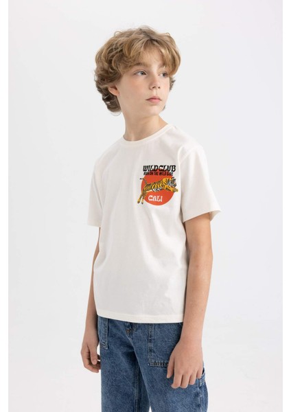 Erkek Çocuk Bisiklet Yaka Nakışlı Kısa Kollu Tişört D0402A824SM modelleri