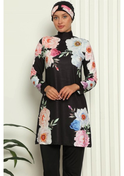 Tam Tesettür Dijital Desenli Mayo 31045