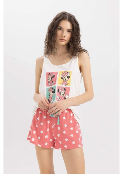 Fall in Love Disney Mickey & Minnie Atlet Şortlu Pijama Takımı B8740AX24SM