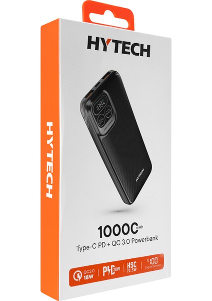 H110 10000MAH HSC22.5W PD20W+QC3.0 18W Siyah LCD Taşınabilir Pil Şarj Cihazı Powerbank