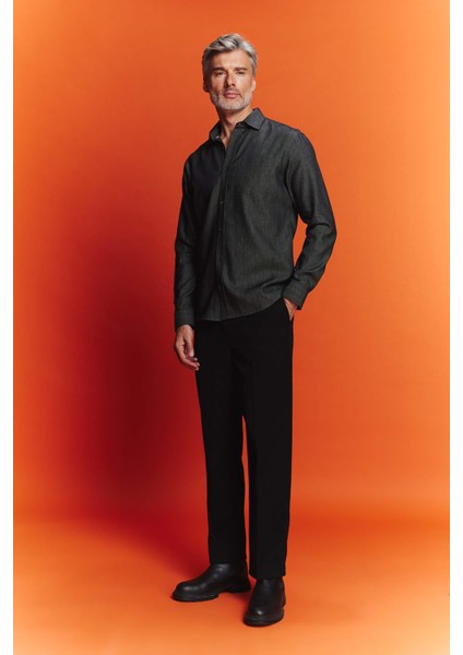 Regular Fit Jean Uzun Kollu Gömlek B1878AX23AU