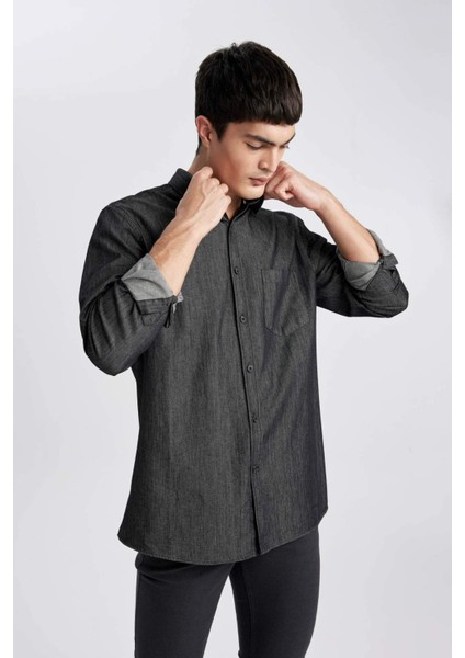 Regular Fit Jean Uzun Kollu Gömlek B1878AX23AU