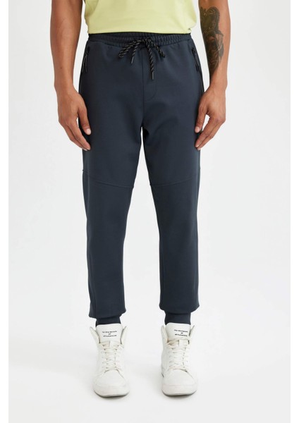 Fit Jogger Eşofman Altı Slim Fit Dar Kesim Skuba Dalgıç Kumaş Beli Bağcıklı Lastikli Paça Cepli A6965AX24AU