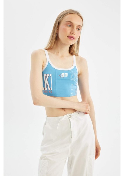 Coool Fitted Baskılı Crop Askılı Atlet D1421AX24SM