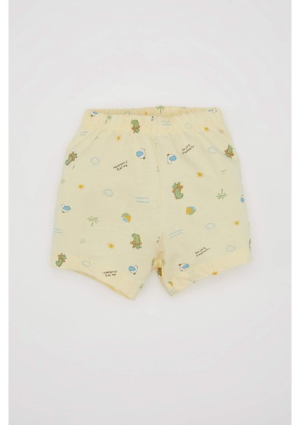 Erkek Bebek Pijama Takımı Dinazor Desenli Penye Kısa Kollu Üst Şort C5200A524HS