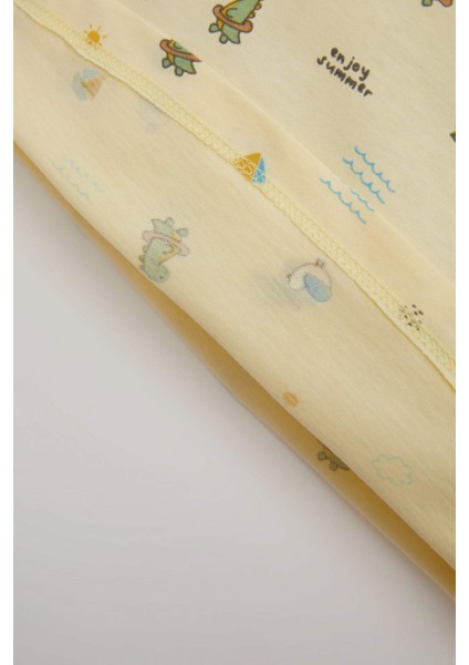 Erkek Bebek Pijama Takımı Dinazor Desenli Penye Kısa Kollu Üst Şort C5200A524HS
