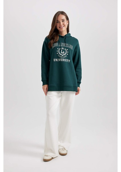 Kapüşonlu Baskılı Kalın Sweatshirt Tunik B3499AX23WN
