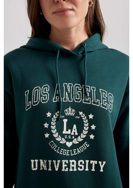 Kapüşonlu Baskılı Kalın Sweatshirt Tunik B3499AX23WN