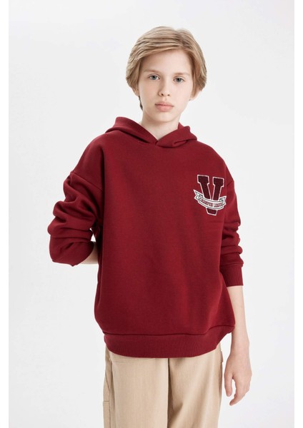 Erkek Çocuk Oversize Geniş Kalıp Kapüşonlu Kalın Sweatshirt C9285A824AU