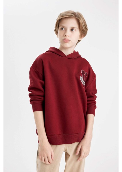 Erkek Çocuk Oversize Geniş Kalıp Kapüşonlu Kalın Sweatshirt C9285A824AU