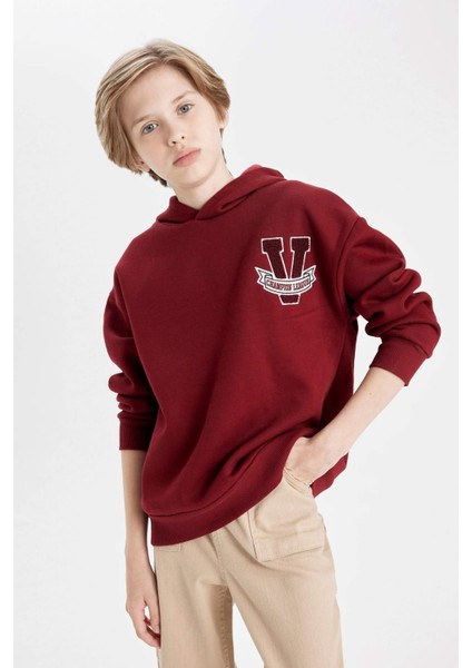 Erkek Çocuk Oversize Geniş Kalıp Kapüşonlu Kalın Sweatshirt C9285A824AU
