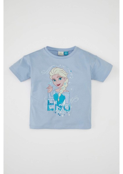 Kız Bebek Frozen Bisiklet Yaka Kısa Kollu Tişört D2195A524SM