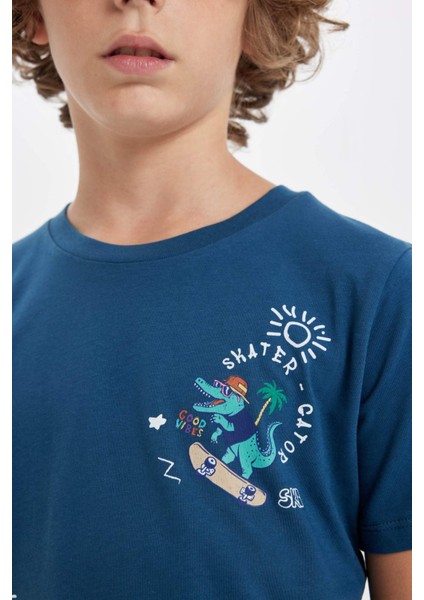 Erkek Çocuk Pijama Takımı Bisiklet Yaka Baskılı Kısa Kollu Şort fırsatları