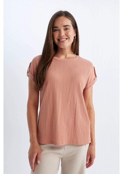 Regular Fit Bisiklet Yaka Kısa Kollu Tişört D3198AX24HS