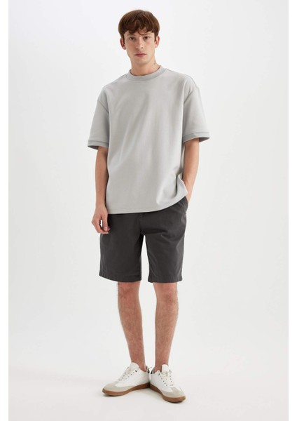 Regular Fit Gabardin Bermuda Şort D2899AX24HS