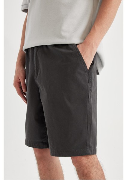 Regular Fit Gabardin Bermuda Şort D2899AX24HS