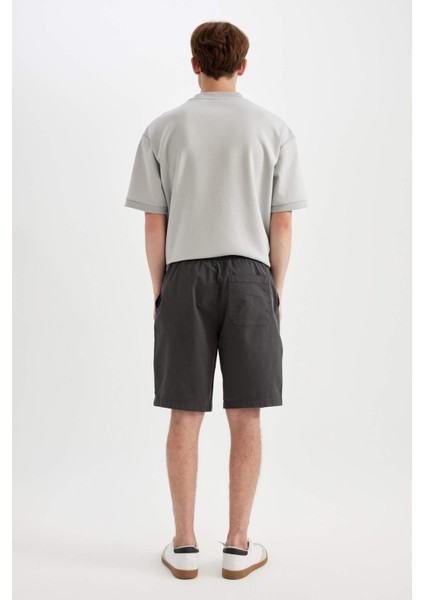 Regular Fit Gabardin Bermuda Şort D2899AX24HS