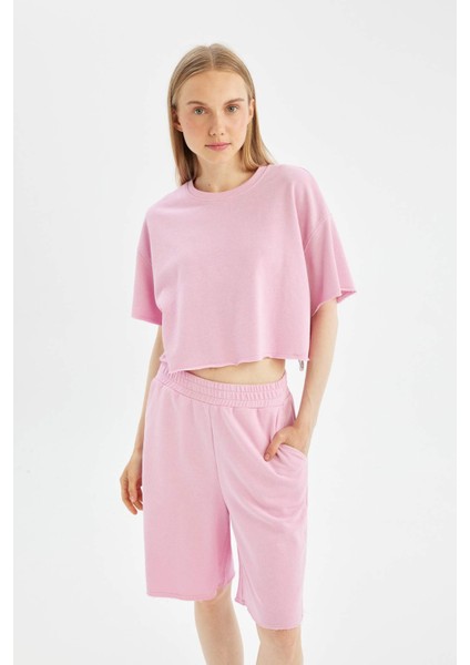 Coool Loose Fit Kalın Basic Düz Kısa Kollu Tişört D1179AX24SM