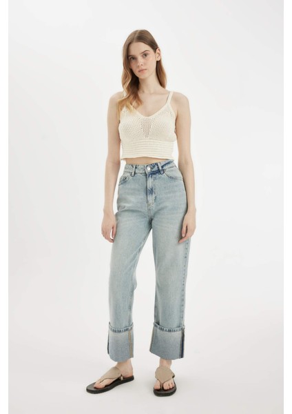 Slim Fit Dar Kesim V Yaka Askılı Örgü Kroşe Atlet A8433AX24SM