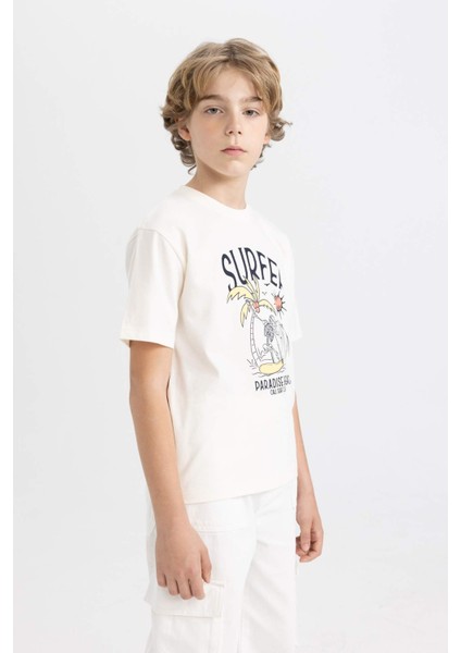 Erkek Çocuk Bisiklet Yaka Baskılı Kısa Kollu Tişört fırsatları