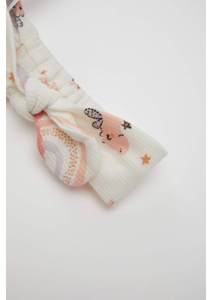 Kız Bebek Yenidoğan 2'li Takım Dinazor Baskılı Kısa Kollu Waffle Tulum Bandana C9484A524SM