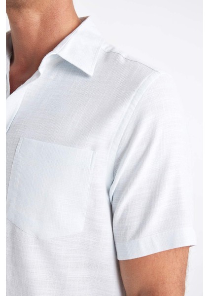 Regular Fit Yazlık Dokulu Kısa Kollu Gömlek C9435AX24SM