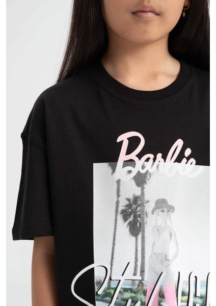 Kız Çocuk Barbie Relax Fit Bisiklet Yaka Kısa Kollu Tişört C6306A824SM