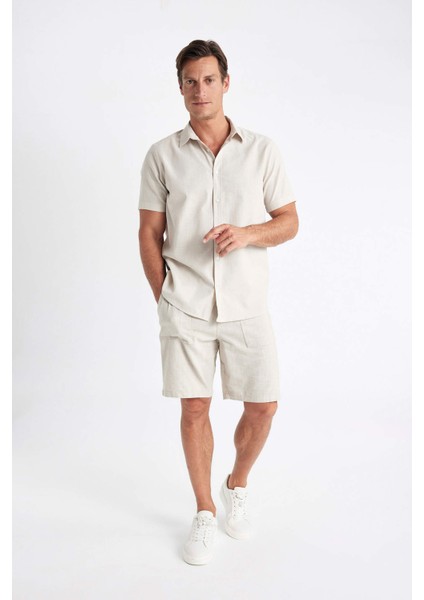 Regular Fit Yazlık Polo Yaka Pamuklu Basic Düz Kısa Kollu Gömlek D1057AX24SM