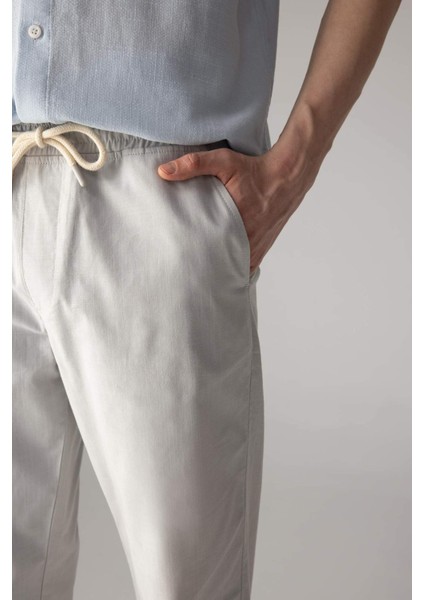 Yazlık Jogger Pantolon Pamuklu Dar Paça Beli Bağcıklı Lastikli Cepli Z6475AZ24SP
