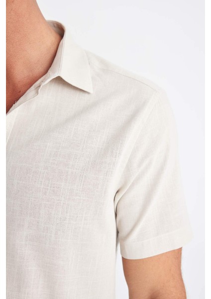 Regular Fit Yazlık Polo Yaka Pamuklu Basic Düz Kısa Kollu Gömlek D1057AX24SM