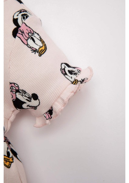 Kız Bebek 2'li Takım Disney Mickey & Minnie Fitilli Kaşkorse Kısa Kollu Elbise Külot D0795A524HS modelleri